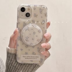 ins藍色小碎花Magsafe磁吸iPhone手機殼(含支架)