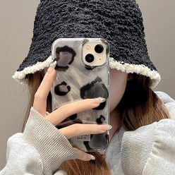 ins冷淡風暗黑羽紗鐳射豹紋iPhone手機殼