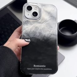 簡約高級感銀黑漸變錫紙紋防摔iPhone手機殼