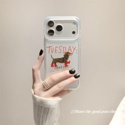 ins趣味搞怪卡通英文臘腸狗防摔 iPhone 手機殼