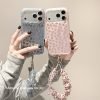 甜酷ins粉藍撞色愛心豹紋絲巾掛繩防摔iPhone手機殼(含掛繩)