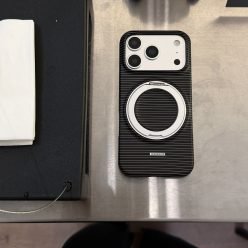 小眾ins高級感黑色白條紋360度旋轉支架防摔iPhone手機殼(含支架)