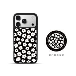 簡約滿屏碎花磁吸支架防摔 iPhone 手機殼 (含支架)
